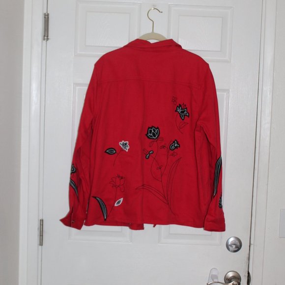 The Quacker Factory Embroidered Denim Jacket Women Large - Picture 9 of 10